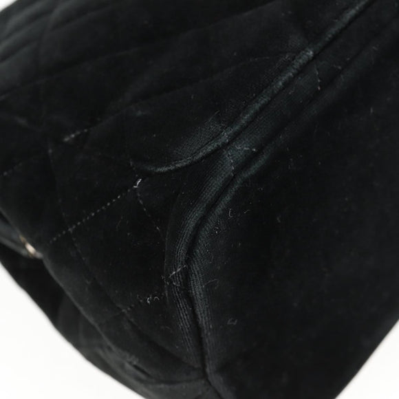 CHANEL Matelasse Hand Bag Suede Black Silver CC Auth BA1612