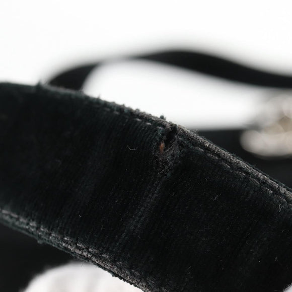 CHANEL Matelasse Hand Bag Suede Black Silver CC Auth BA1612