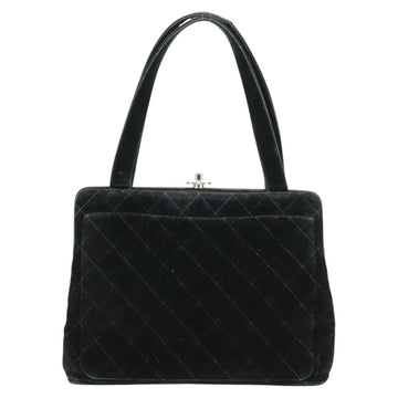 CHANEL Matelasse Hand Bag Suede Black Silver CC Auth BA1612 - 0