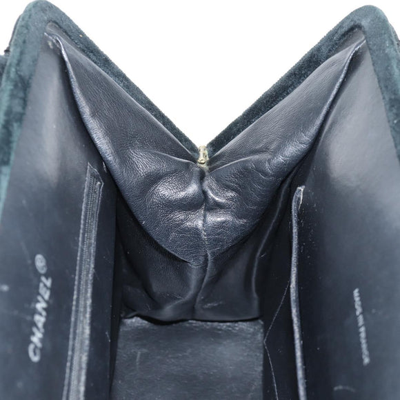 CHANEL Matelasse Hand Bag Suede Black Silver CC Auth BA1612