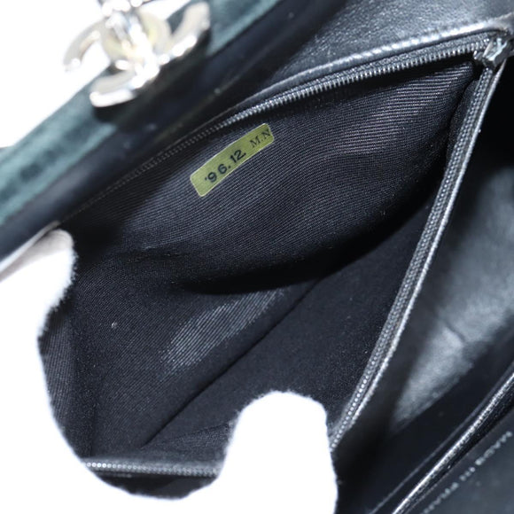 CHANEL Matelasse Hand Bag Suede Black Silver CC Auth BA1612
