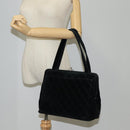 CHANEL Matelasse Hand Bag Suede Black Silver CC Auth BA1612-26