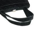 CHANEL Matelasse Hand Bag Suede Black Silver CC Auth BA1612-7