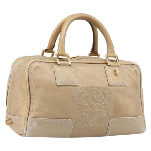 LOEWE Amazona 28 Hand Bag Leather Gold Auth BA16120