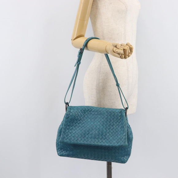 Bottega Veneta INTRECCIATO Shoulder Bag Leather Blue Auth BA16122A