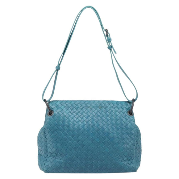 Bottega Veneta INTRECCIATO Shoulder Bag Leather Blue Auth BA16122A