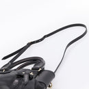 BURBERRY Hand Bag Leather 2way Black Gold Tone Auth BA16124A-15