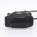 BURBERRY Hand Bag Leather 2way Black Gold Tone Auth BA16124A-5