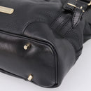 BURBERRY Hand Bag Leather 2way Black Gold Tone Auth BA16124A-9