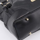 BURBERRY Hand Bag Leather 2way Black Gold Tone Auth BA16124A-16