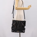 BURBERRY Hand Bag Leather 2way Black Gold Tone Auth BA16124A-24