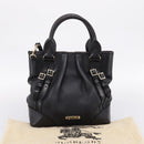 BURBERRY Hand Bag Leather 2way Black Gold Tone Auth BA16124A-12