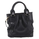 BURBERRY Hand Bag Leather 2way Black Gold Tone Auth BA16124A-2