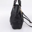BURBERRY Hand Bag Leather 2way Black Gold Tone Auth BA16124A-3