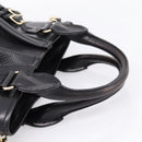BURBERRY Hand Bag Leather 2way Black Gold Tone Auth BA16124A-7