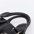 BURBERRY Hand Bag Leather 2way Black Gold Tone Auth BA16124A-14