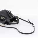 BURBERRY Hand Bag Leather 2way Black Gold Tone Auth BA16124A-8