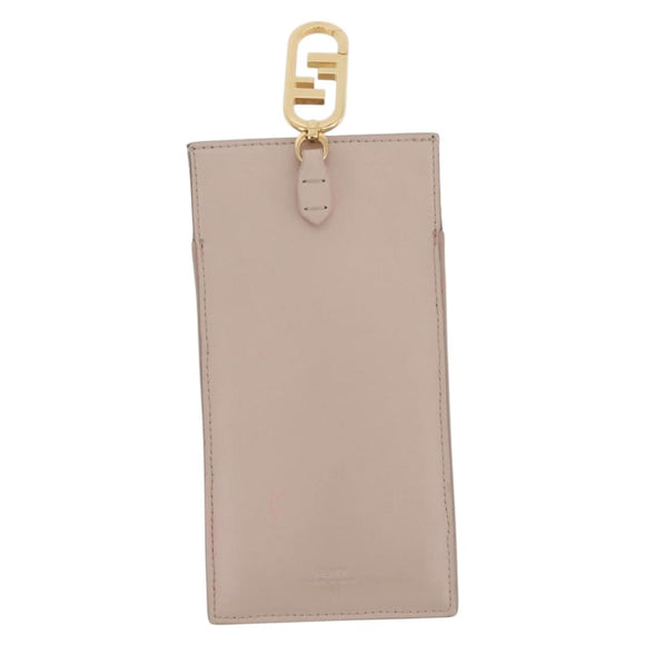 FENDI Smartphone Pouch Fur Beige Gold Tone 7AS047 Auth BA16127V