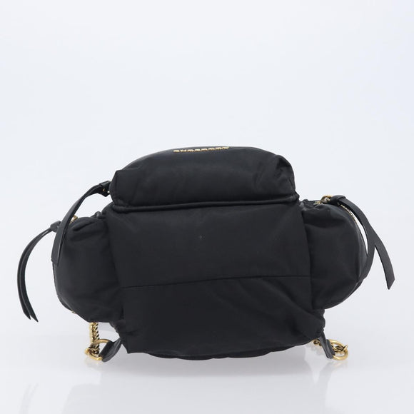 BURBERRY Backpack Nylon Black Gold Tone Auth BA16128A