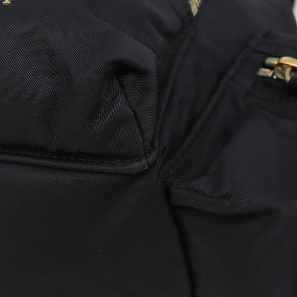 BURBERRY Backpack Nylon Black Gold Tone Auth BA16128A
