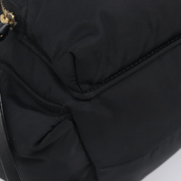 BURBERRY Backpack Nylon Black Gold Tone Auth BA16128A