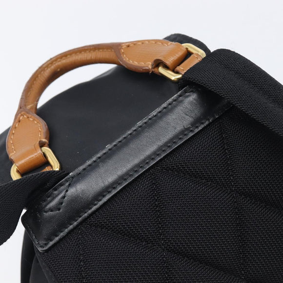 BURBERRY Backpack Nylon Black Gold Tone Auth BA16128A