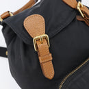 BURBERRY Backpack Nylon Black Gold Tone Auth BA16128A-22