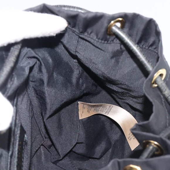 BURBERRY Backpack Nylon Black Gold Tone Auth BA16128A