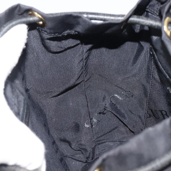 BURBERRY Backpack Nylon Black Gold Tone Auth BA16128A