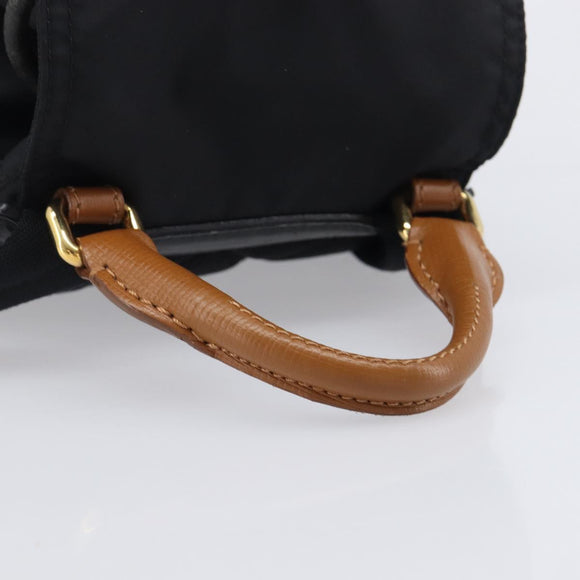 BURBERRY Backpack Nylon Black Gold Tone Auth BA16128A