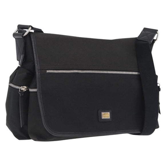Dolce & Gabbana Shoulder Bag Canvas Black Silver Auth BA16129