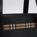 BURBERRY Nova Check Hand Bag Leather Black Beige Auth BA16132-17