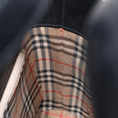 BURBERRY Nova Check Hand Bag Leather Black Beige Auth BA16132-18