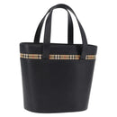 BURBERRY Nova Check Hand Bag Leather Black Beige Auth BA16132-1