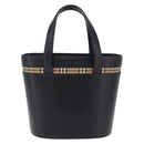 BURBERRY Nova Check Hand Bag Leather Black Beige Auth BA16132-13