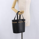 BURBERRY Nova Check Hand Bag Leather Black Beige Auth BA16132-22