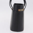 BURBERRY Nova Check Hand Bag Leather Black Beige Auth BA16132-4