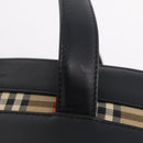 BURBERRY Nova Check Hand Bag Leather Black Beige Auth BA16132-9