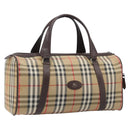 Burberrys Nova Check Boston Bag Canvas Beige Gold Tone Auth BA16134-1