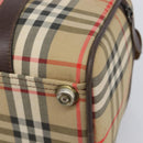Burberrys Nova Check Boston Bag Canvas Beige Gold Tone Auth BA16134-10