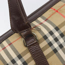 Burberrys Nova Check Boston Bag Canvas Beige Gold Tone Auth BA16134-14
