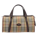 Burberrys Nova Check Boston Bag Canvas Beige Gold Tone Auth BA16134-2