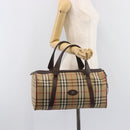 Burberrys Nova Check Boston Bag Canvas Beige Gold Tone Auth BA16134-21