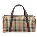 Burberrys Nova Check Boston Bag Canvas Beige Gold Tone Auth BA16134-3