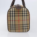Burberrys Nova Check Boston Bag Canvas Beige Gold Tone Auth BA16134-4