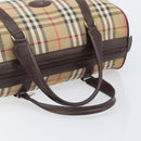 Burberrys Nova Check Boston Bag Canvas Beige Gold Tone Auth BA16134-7