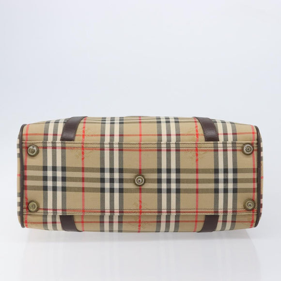 Burberrys Nova Check Boston Bag Canvas Beige Gold Tone Auth BA16134