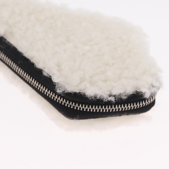 FENDI Key Ring Fur White Black 7AR765 Auth BA16138V