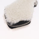 FENDI Key Ring Fur White Black 7AR765 Auth BA16138V-16