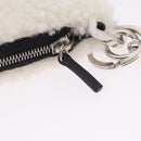 FENDI Key Ring Fur White Black 7AR765 Auth BA16138V-8